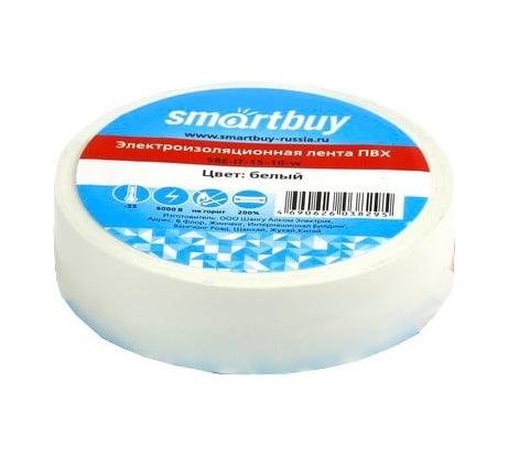 Изолента Smartbuy 0.13х15 мм, 10 метров, белая SBE-IT-15-10-w