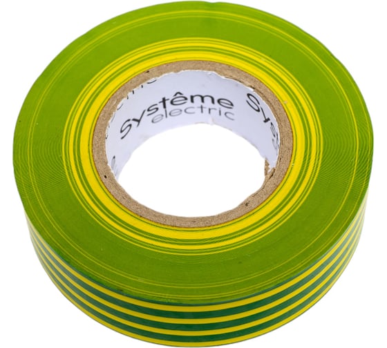 Изолента ПВХ Systeme Electric 19 мм, 20 м, толщина 0.13 мм, жёлто-зелёная IMT1920YG