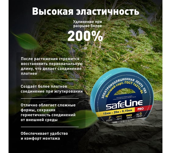 Изолента Safeline 15/20 синий 9365