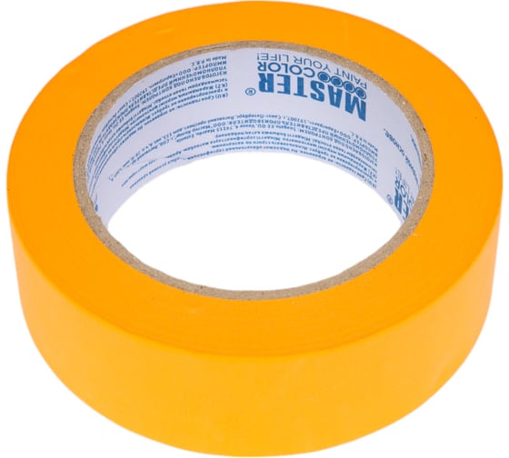 Малярная лента MASTER COLOR золотистая, рисовая бумага, термостойкая до 120C, 36 мм х 50 м 30-6126