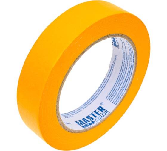 Малярная лента MASTER COLOR золотистая, рисовая бумага, термостойкая до 120C, 25 мм х 50 м 30-6125 1