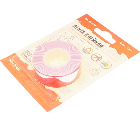 Клейкая двусторонняя лента MASTER COLOR Ultra Power ультра-сильная, 19 мм x 1.5 м, цвет белый 30-7195