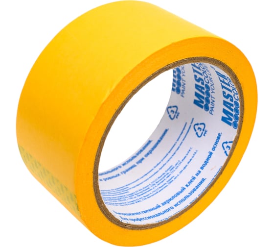 Малярная лента MASTER COLOR золотистая, рисовая бумага, термостойкая до 120C, 48 мм х 25 м 30-6124