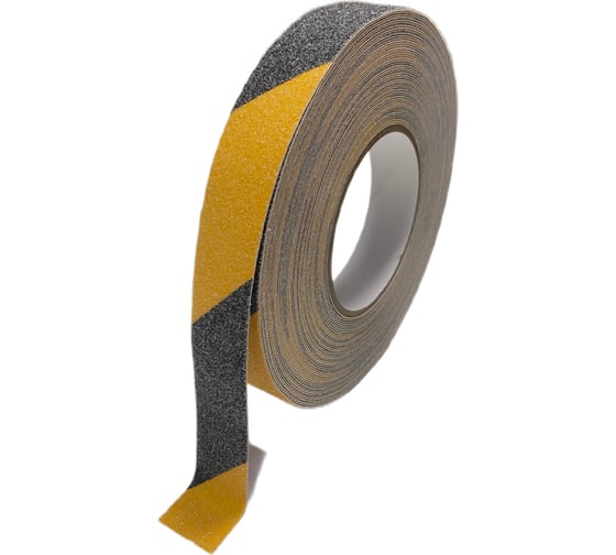 Противоскользящая лента Safetygrip anti slip tape, крупная зернистость 60 grit, 25 мм х 18.3 м, цвет: черно-желтый PVC-AST-25X18-BLA/YEL