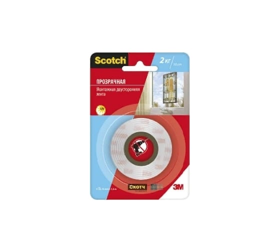 Клейкая прозрачная монтажная лента Scotch 40041915 19 мм х 1,5 м 7100094887