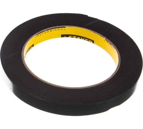 Клейкая монтажная лента STAYER "Profi" на вспененной основе черная 12 мм х 5 м 12233-12-05