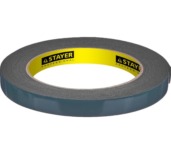 Клейкая монтажная лента STAYER "Profi" на вспененной основе черная 12 мм х 5 м 12233-12-05