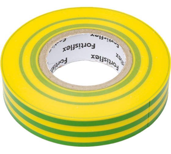 Изолента ПВХ Fortisflex 15x0.13 мм, 20 м, желто-зеленый 90810
