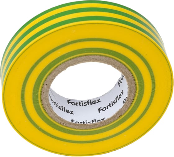 Изолента ПВХ Fortisflex 15x0.13 мм, 20 м, желто-зеленый 90810