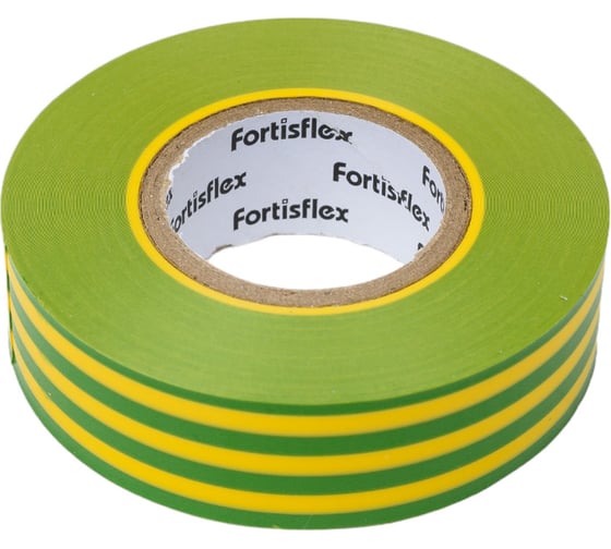 Изолента ПВХ Fortisflex 19x0.13 мм, 20 м, желто-зеленый 90824