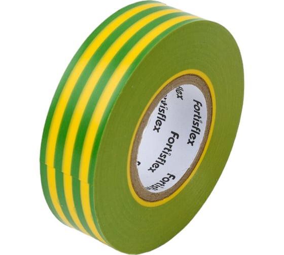 Изолента ПВХ Fortisflex 19x0.13 мм, 20 м, желто-зеленый 90824