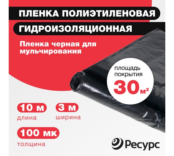 Пленка Ресурс черная, 100 мкм, 3х10 м 10056