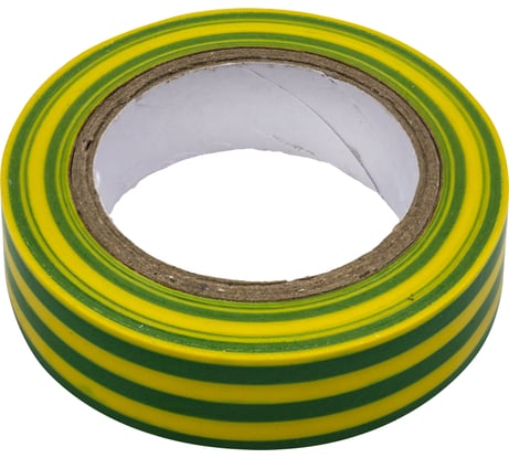 Лента изоляционная РемоКолор ПВХ, жёлто-зелёная, клей - синтет. каучук, 15 мм, 10 м, 130 мкм 49-5-004