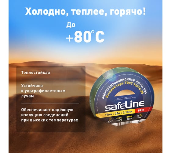 Изолента Safeline 19/25 зеленый 12126