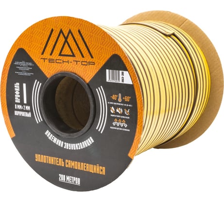 Уплотнитель TECH-TOP I, 8х2 мм, черный, бухта 200 м 205994