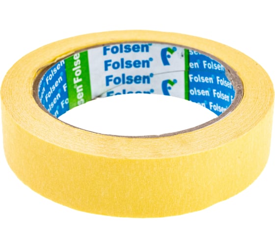 Малярная лента FOLSEN желтая, 60C, 25мм x 35м 0213525 1