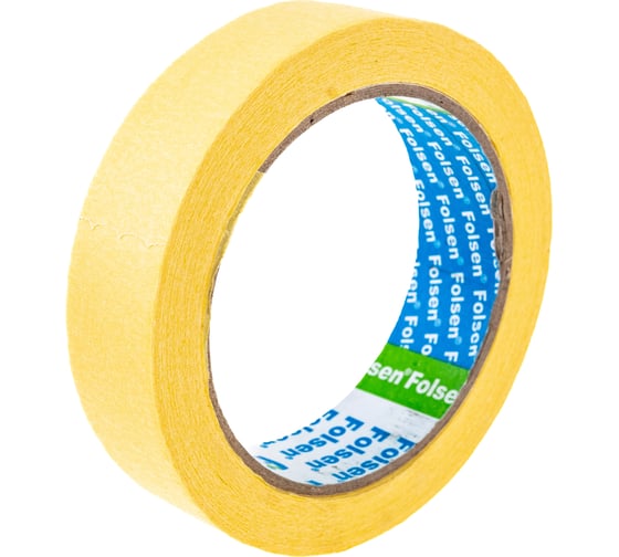 Малярная лента FOLSEN желтая, 60C, 25мм x 35м 0213525