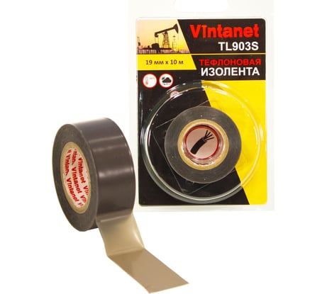 Изолента тефлоновая VINTANET 903S термостойкая, тонкая, силиконовый адгезив, 19 мм, 10 м TL903S 19MMX10M