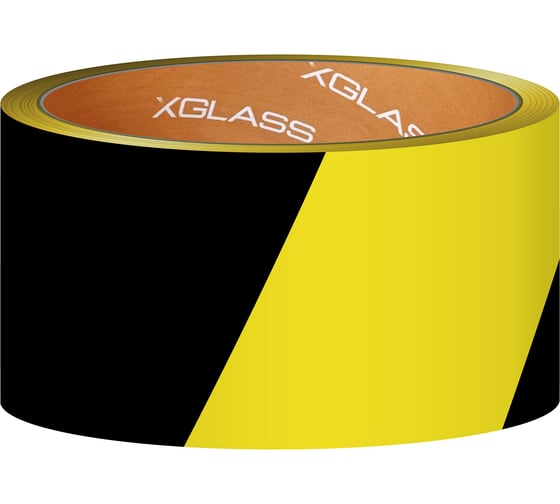 Лента клейкая XGLASS разметочная, жёлто-черная, 50 мм, 66 м 160518