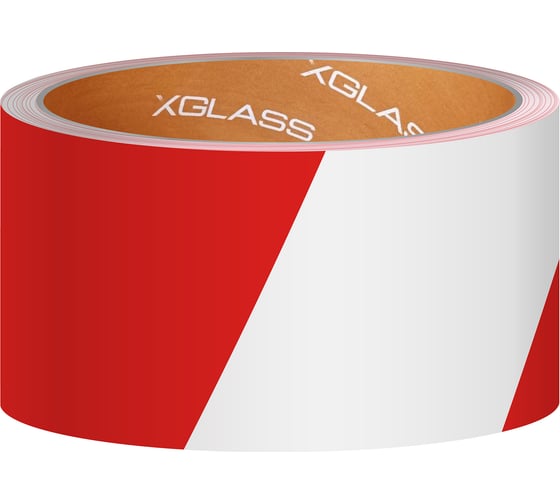 Лента клейкая XGLASS разметочная, красно-белая, 50 мм, 66 м 160517
