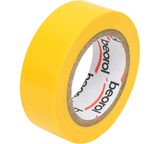 Изолента BEOROL ПВХ, 19 мм, 10 м, желтая 245320