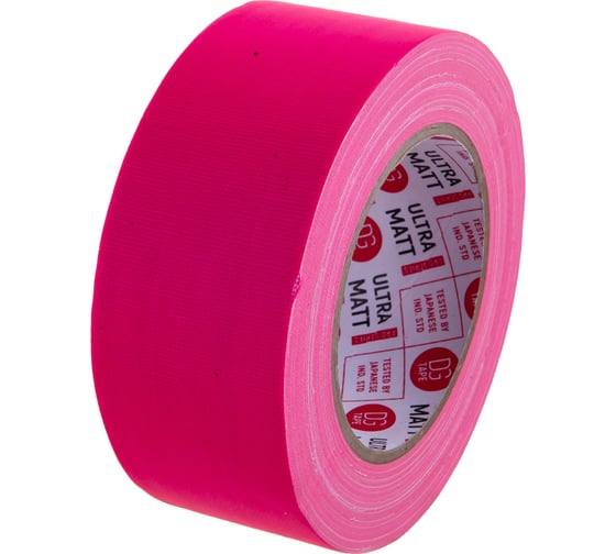 Клейкая лента DGTAPE ultraMATT - Гаффа тейп 50мм/25м - Розовый (светится в ультрафиолете) UMF50/25/P
