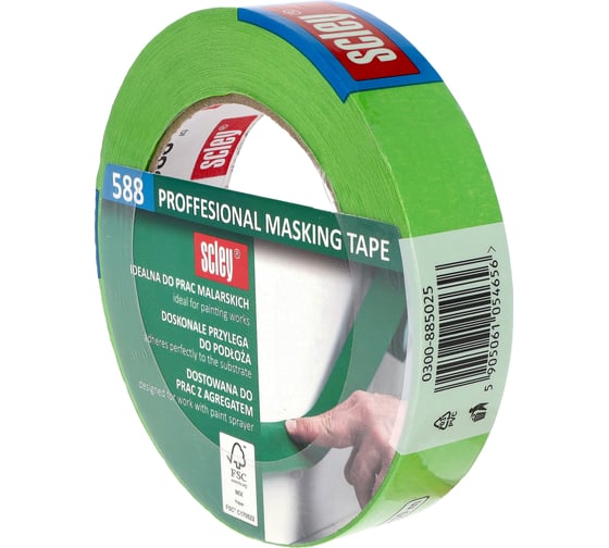 Малярная лента SCLEY 588 серия, зелёная, 25 мм х 50 метров 0300-885025 1
