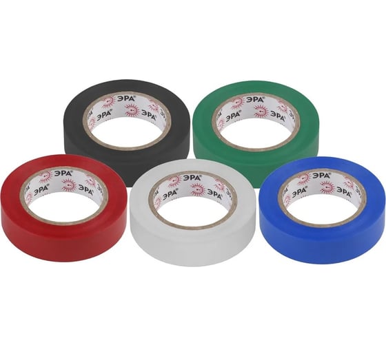 Изолента ЭРА SET5 ПВХ, цветная, 15 мм, 10 м, набор 5 шт. Б0062896