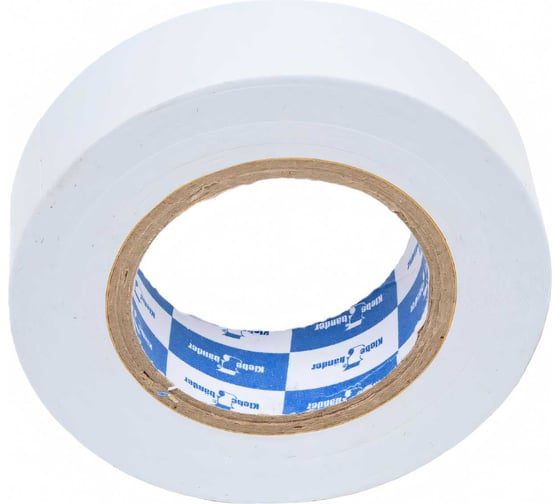 Изолента Klebebander ПВХ, 19 мм х 20 м, 130 мкм, 4 Кв, белая 122306
