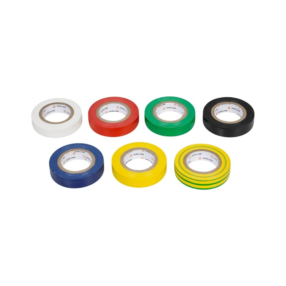 Изолента Airline ПВХ, набор 7 шт. (син., чёр., кр., зел., бел., желт ...