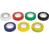 Изолента Airline ПВХ, набор 7 шт. (син., чёр., кр., зел., бел., желт., желто-зел.), 15 мм, 10 м ADET002