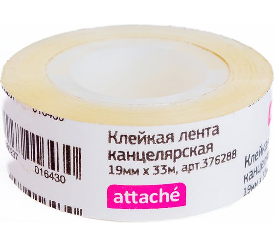 Канцелярская клейкая лента Attache 19 мм х 33 м, пластиковая втулка 376288
