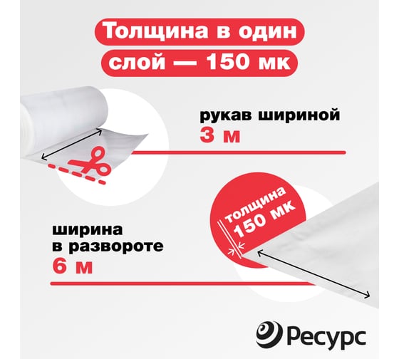 Пленка полиэтиленовая Ресурс 150 мкм, 6x65 м 8403