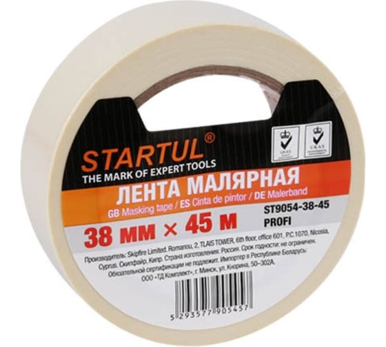 Лента малярная STARTUL 38 мм, 45 м, PROFI, белая ST9054-38-45