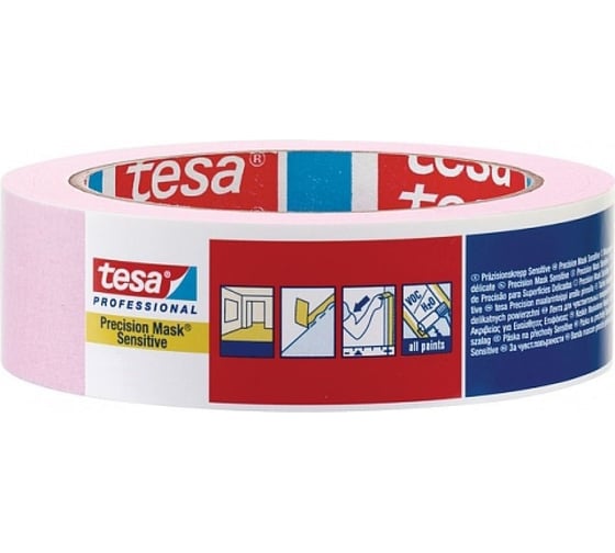 Малярная лента для деликатных поверхностей TESA розовая, 50 м x 25 мм, 14 дней 04333-00024-01