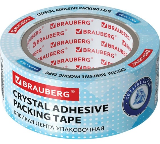 Упаковочная клейкая лента BRAUBERG КРИСТАЛЬНАЯ 48 мм х 66 м, 45 микрон 440153 1