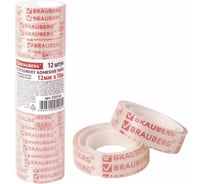 Канцелярская клейкая лента BRAUBERG 12 мм х 10 м, 12 шт., прозрачная 223122