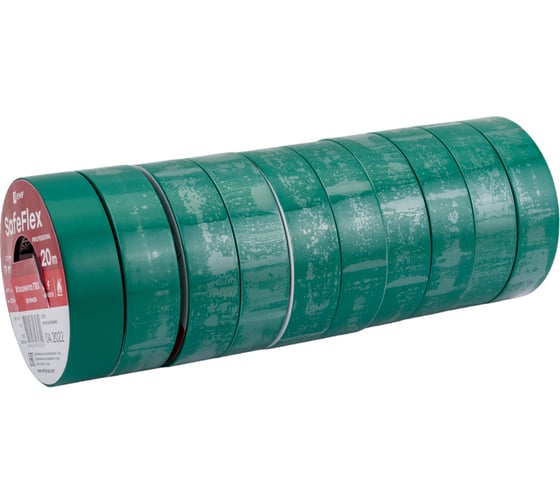 Изолента ПВХ EKF зеленая 19мм, 20м, серии SafeFlex 10 шт. plc-iz-sf-g