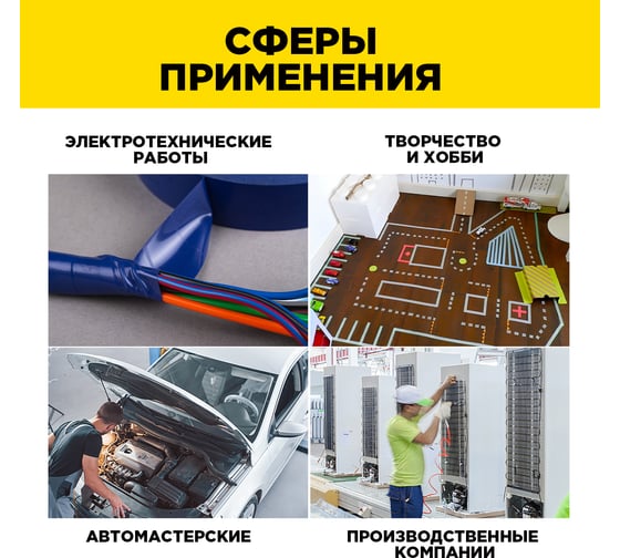 Изолента AVIORA 130 мкм, ПВХ, 15 мм, 10 м, 5 рулонов, черный, синий, белый, красный, желтый 305-102