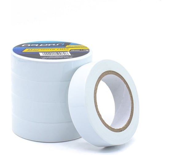 Изолента ВАРЯГ 15 мм, 10 м, белая (150 мкр) в/с ПВХ (5/500) 003921 1