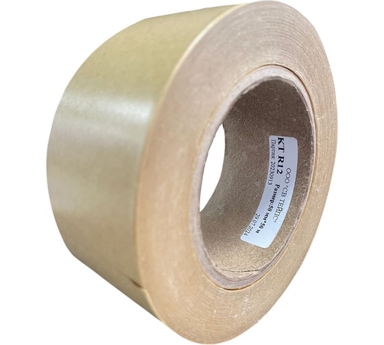 Лента из крафт бумаги SV TAPES KT R12 48 мм, 50 м для монтажа и фиксации изделий из картона, пластика, бумаги, фольги, синтетический каучук KTR12001 1