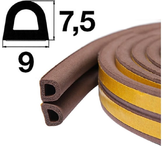 Уплотнитель самоклеящийся APECS D-9x7,5-BR (100м) 31024