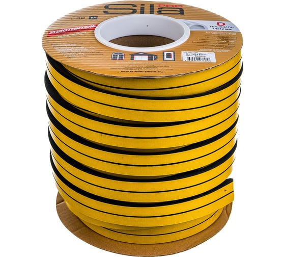 Самоклеящийся уплотнитель Sila pro D40м, 14х12мм, черный, SD-55 (S) SD-55
