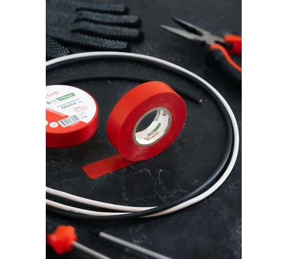 Изолента VISTO VIStape R15, 20м х 19мм х 0,15мм, красная, 10 шт 4615-010-18