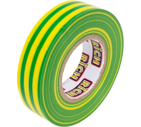 Изолента RICH 19 мм, 20 м, желто-зеленая полосатая 116113