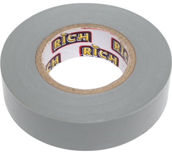Изолента RICH 19 мм, 20 м, серая 116112