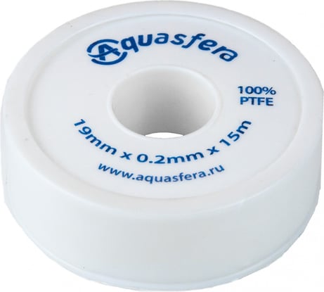 Лента Aquasfera ФУМ катушка 19мм х 0,2мм х 15м PTFE вода 6020 6020-04 008-0548