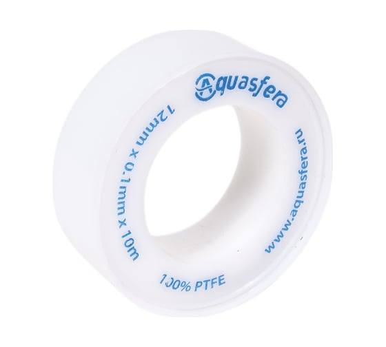 Лента Aquasfera ФУМ катушка 12мм х 0,1мм х 10м PTFE вода 6020 6020-02 008-0546