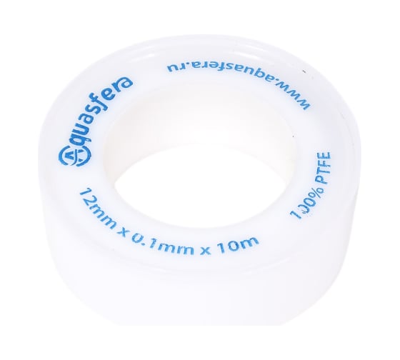 Лента Aquasfera ФУМ катушка 12мм х 0,1мм х 10м PTFE вода 6020 6020-02 008-0546