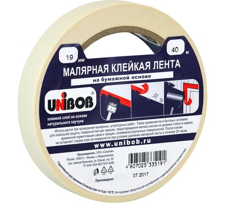 Малярная клейкая лента UNIBOB 19 мм х 40 м 214971